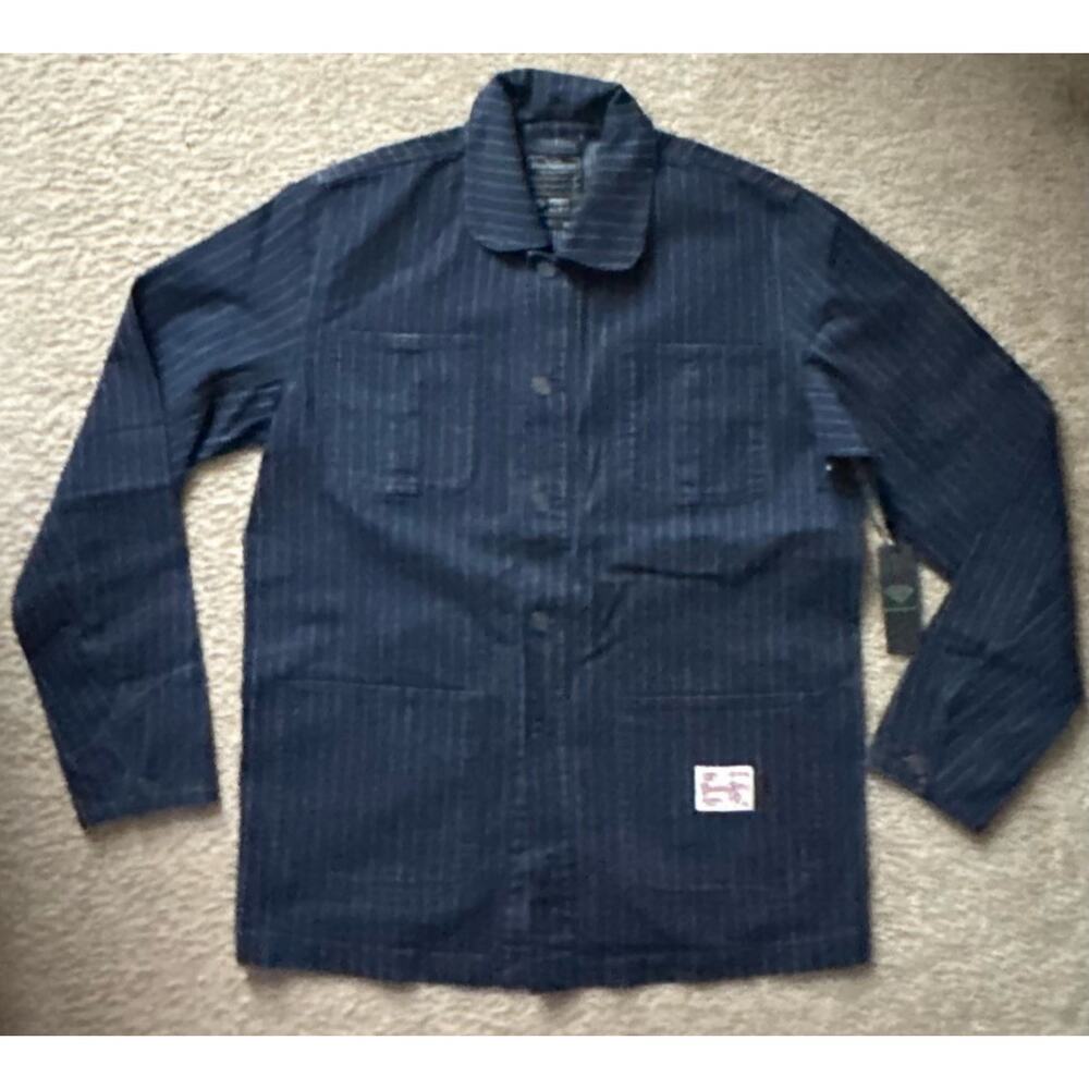 DIAMOND Woodland Striped Strong Thick Jacket Dark Denim Mens Small NEW